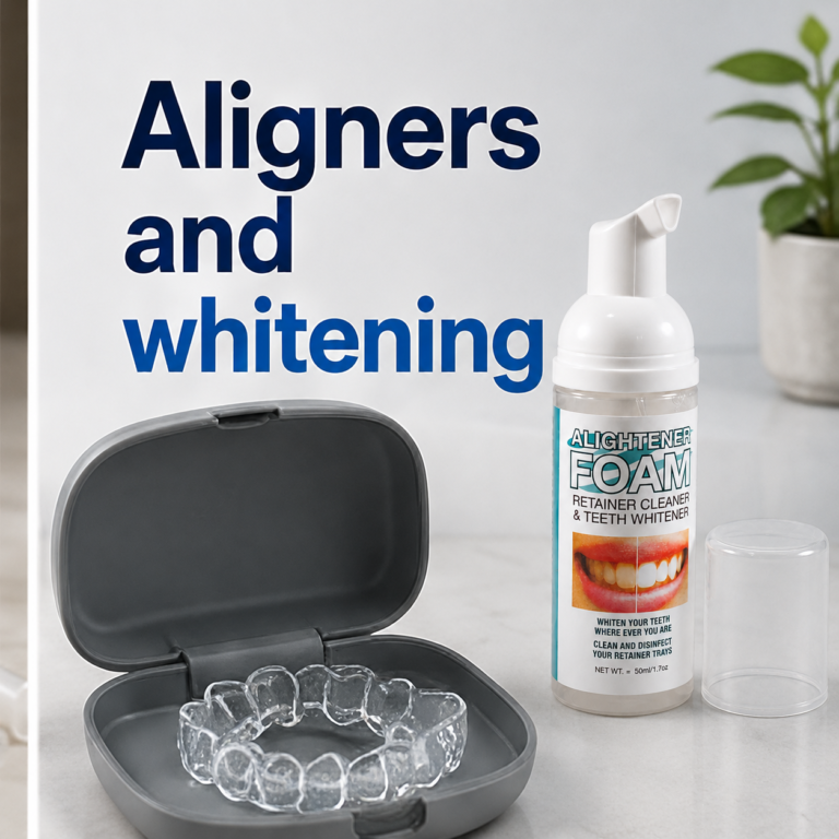 Aligners and whitening routine clarity graphic