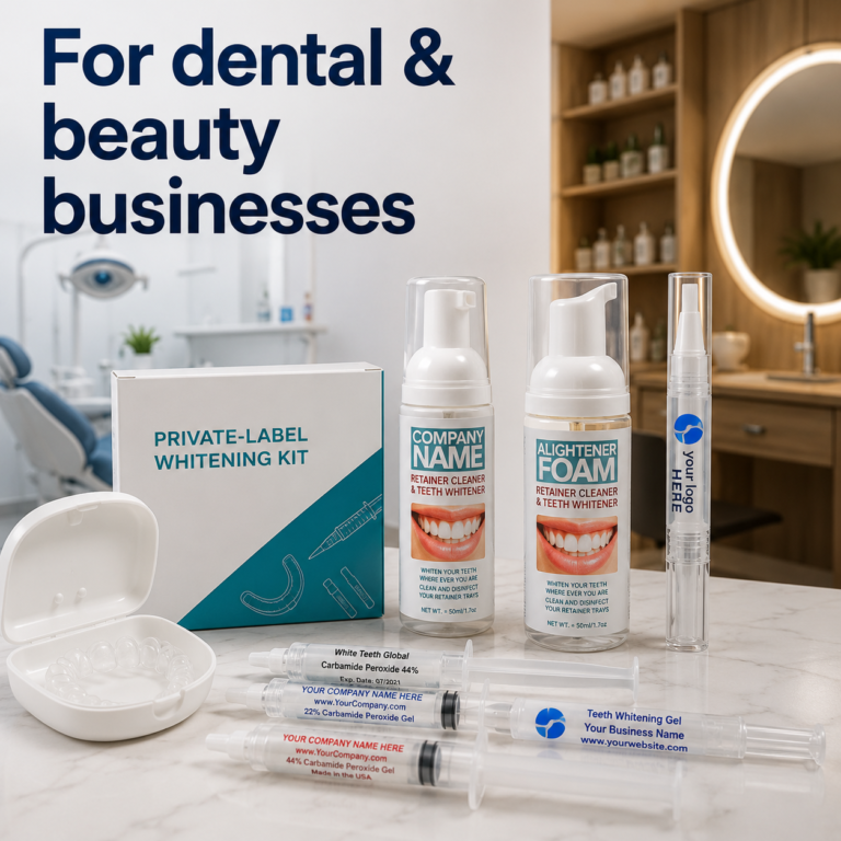 Product fit guidance for dental and beauty whitening buyers graphic